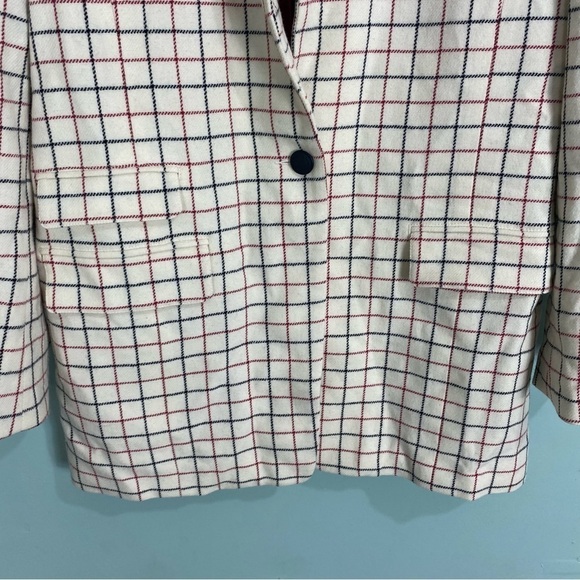 Rag and Bone Nova Oversized Blazer Ivory Check Plaid One Button Sz 10 - Picture 4 of 8